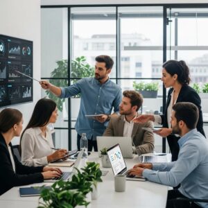 Collaboration in a modern office focused on white label SEO services