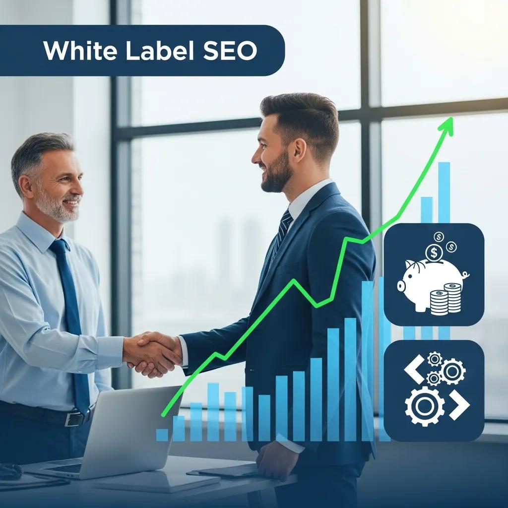 Illustration of benefits of white label SEO services including growth and client satisfaction